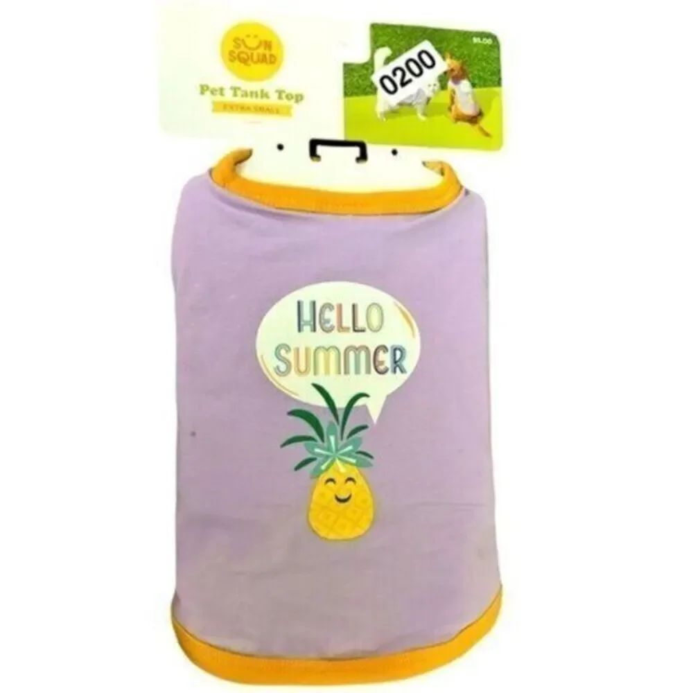 NWT Pet Apparel Purple Dog Tank Tee “Hello Summer” Pineapple - Size Small